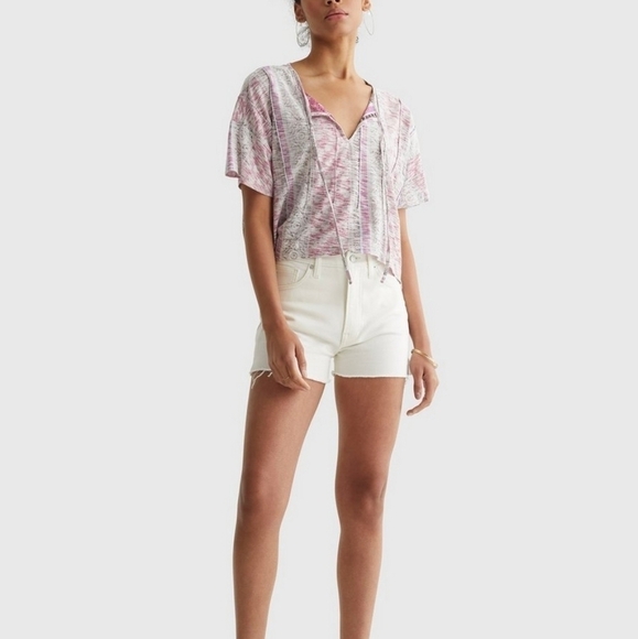 NWT Lucky Brand Pintuck Hi-Low Boho Print Top Size Large - Picture 2 of 10